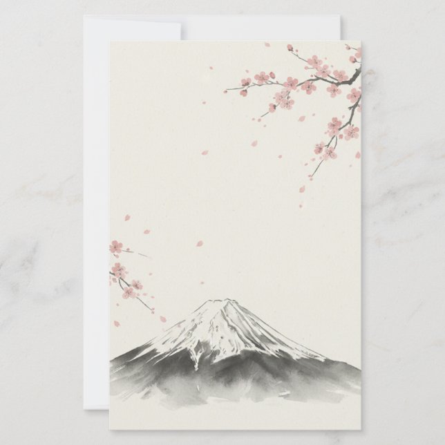 Minimalist Japanese Aesthetic Two-Sided Stationery (Framsida)