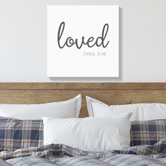 Minimalist John 3:16 älskad Canvastryck (Insitu (sovrum))