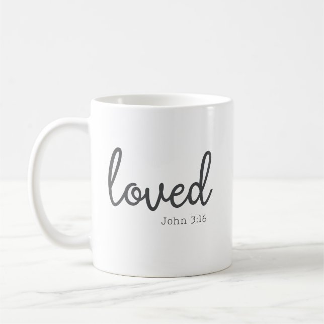 Minimalist John 3:16 älskad Kaffemugg (Vänster)