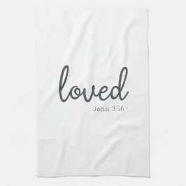 Minimalist John 3:16 älskad Kökshandduk