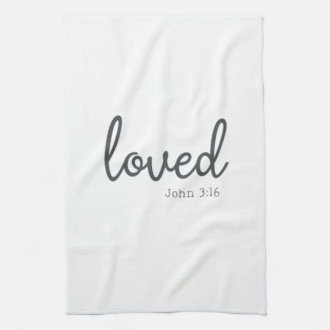 Minimalist John 3:16 älskad Kökshandduk (Vertikal)