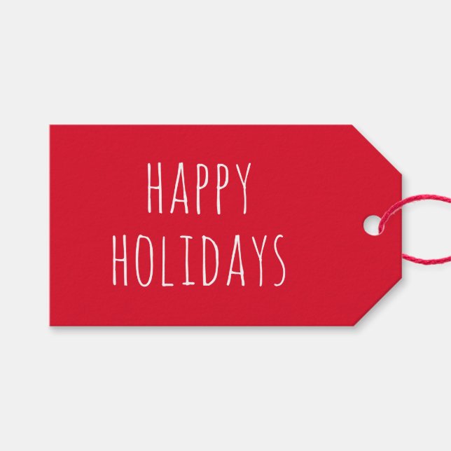 Minimalist jul | Klassisk röd vinter firande Presentetikett (Framsidan (Horisontell))