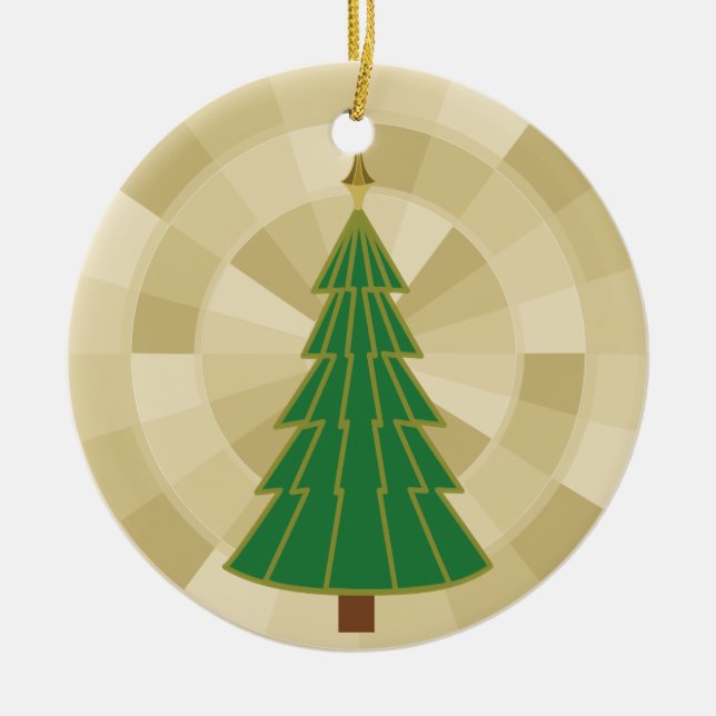 Minimalist julgran på guld julgransprydnad keramik (Framsidan)