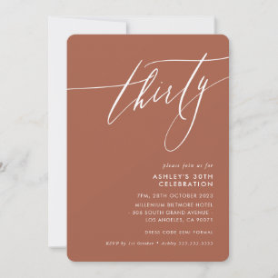 MINIMALIST Kalligrafi elegant 30:e party brun Inbjudningar