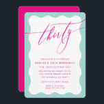 MINIMALIST Kalligrafi våg 30:e party rosa mynta Inbjudningar<br><div class="desc">genom kat masard / WWW.SIMPLYSWEETPAPERIE.COM Kärlek,  men vill se vissa förändringar - ett annat färg-schema,  produkt,  foto eller anpassad för ett annat tillfälle - inga bekymmer bara kontakta mig,  kat@simplysweetPAPERIE.com Jag är lycklig för att hjälpa till!</div>