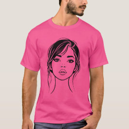 Minimalist Kvinnligt Ansikte Linje Konst Porträtt T Shirt