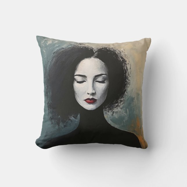 Minimalist Lady Portrait Canvas Art Kudde (Framsida)