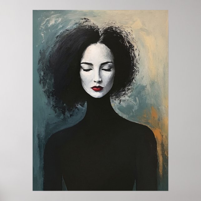Minimalist Lady Portrait Canvas Art Poster (Framsidan)