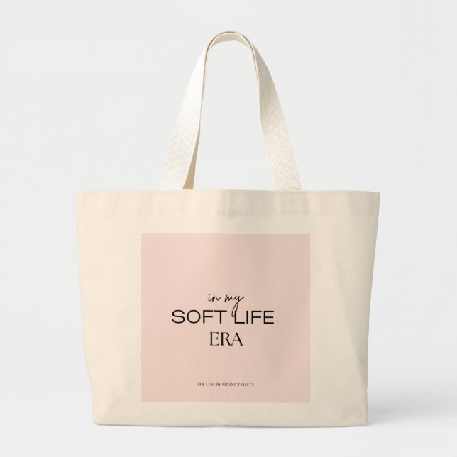 Minimalist Large Soft Life Era Tote Bag, Modern Jumbo Tygkasse (Framsidan)