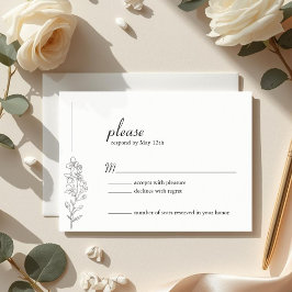 Minimalist Larkspur Wedding RSVP Card OSA Kort