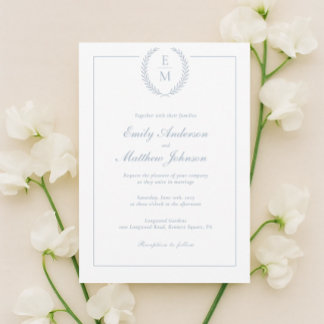 Minimalist Laurel Monogram Wedding Invitation Inbjudningar