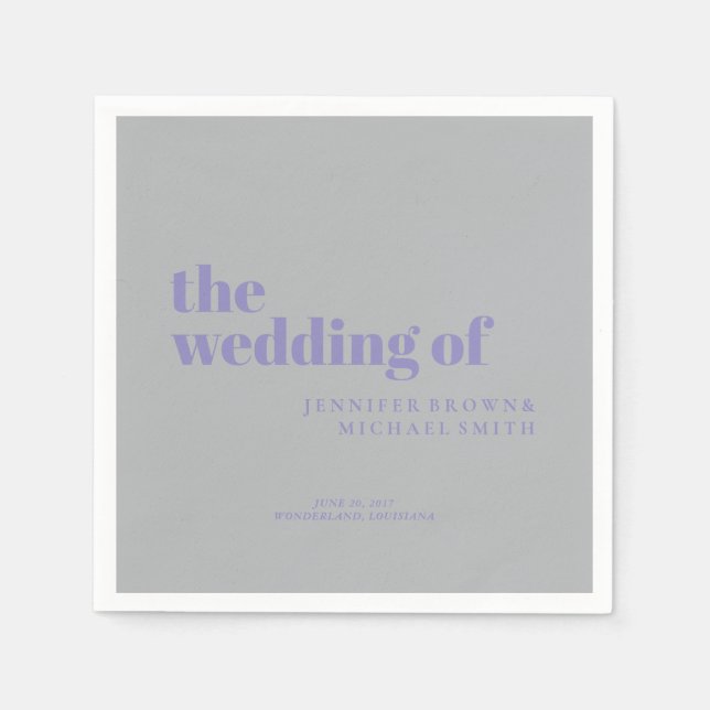 Minimalist Lavender Silver Simple Swash Wedding Pappersservett (Framsidan)