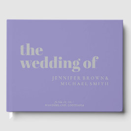 Minimalist Lavender Silver Swash Wedding Gästböcker