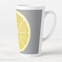 Minimalist Lemon Slice on Grey Latte Mug