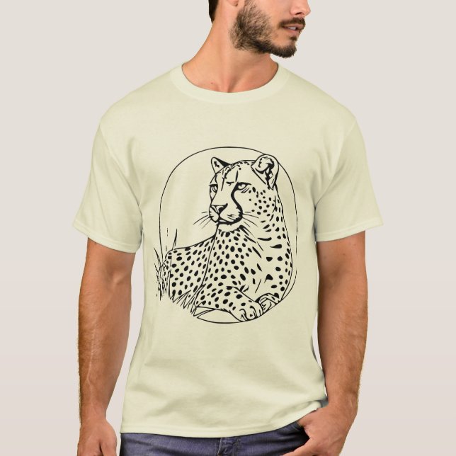 Minimalist Leopard Line Art – Wild and Majestic Bi T Shirt (Framsida)