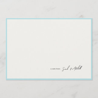 Minimalist Light Blue Border Personalized Script Anteckningskort
