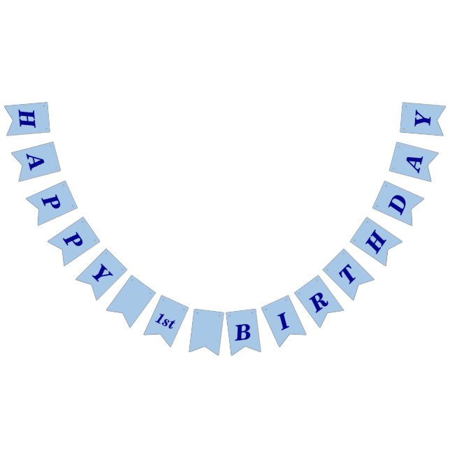 Minimalist Light Blue Kids Birthday Bunting Banner Vimplar (Alla)