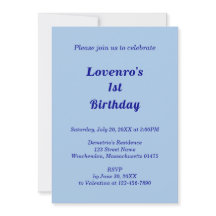 Minimalist Light Blue Kids Birthday Invitation