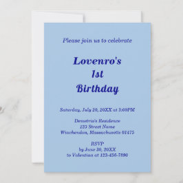 Minimalist Light Blue Kids Birthday Invitation Inbjudningar