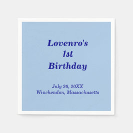 Minimalist Light Blue Kids Birthday Paper Napkins Pappersservett