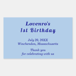 Minimalist Light Blue Kids Birthday Stickers Rektangulärt Klistermärke