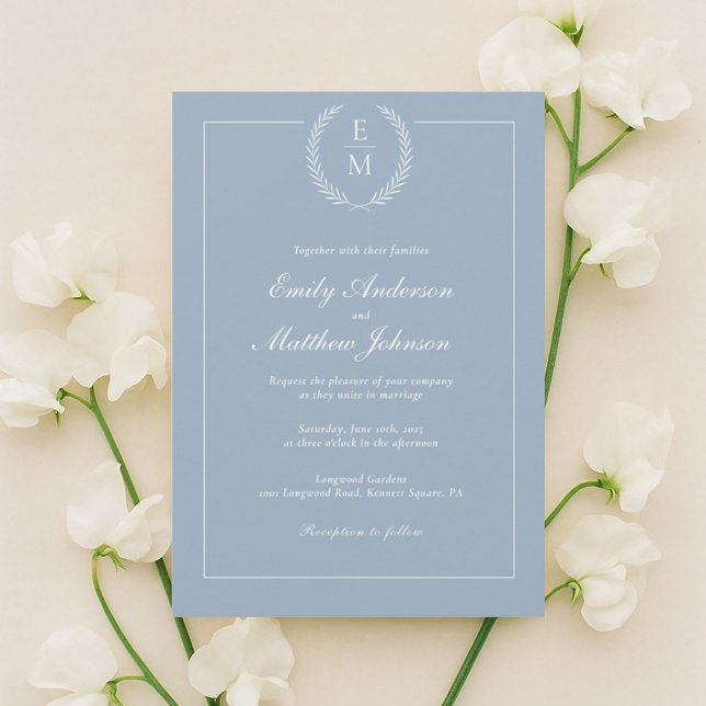 Minimalist Light Blue Wedding Invitation Inbjudningar (Skapare uppladdad)