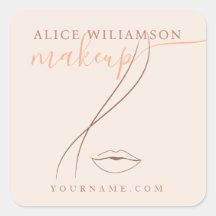 Minimalist Light Peach Makeup Artist Line Art Chic