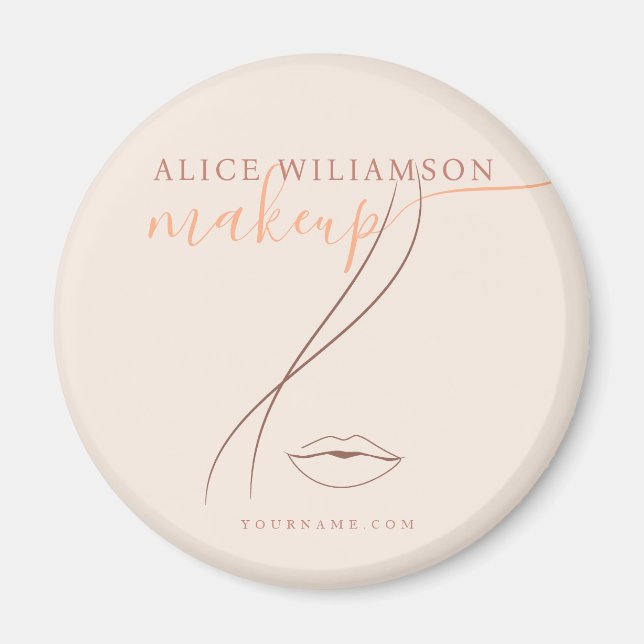 Minimalist Light Peach Makeup Artist Line Art Chic Magnet (Framsidan)