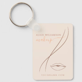 Minimalist Light Peach Makeup Artist Line Art Chic Nyckelring