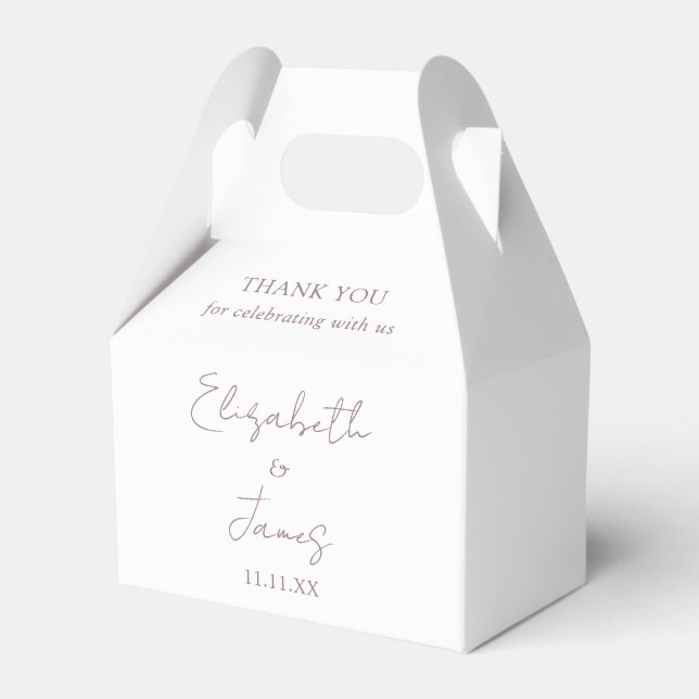 Minimalist Lila Elegant Skrift Bröllop Tack Presentaskar (Framsidan Sidan)
