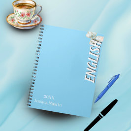 Minimalist Lilac Vertical Text School Subject Anteckningsbok