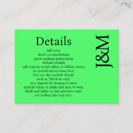 Minimalist Lime Green Enclosure Details Card Tilläggskort