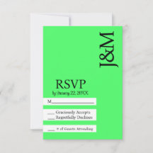Minimalist Lime Green RSVP card