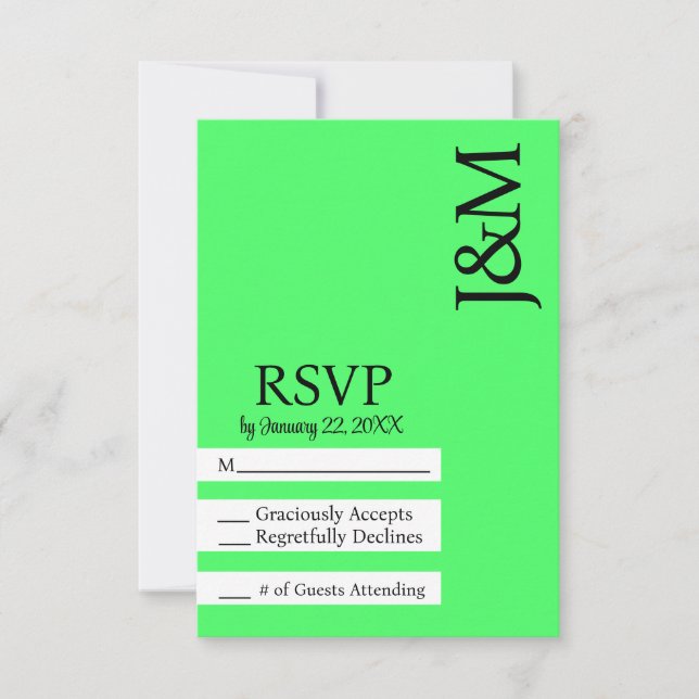 Minimalist Lime Green RSVP card OSA Kort (Framsida)