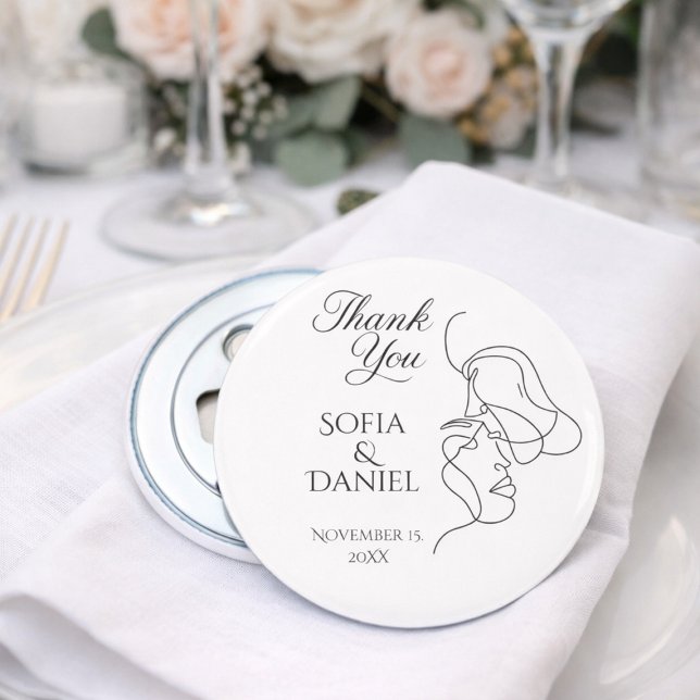 Minimalist Line Art Couple illustration  Wedding  Flasköppnare (Skapare uppladdad)