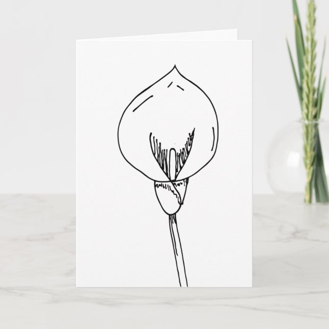 Minimalist Line Art Floral Blank Kort (Framsida)