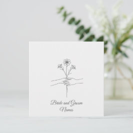 Minimalist Line Art Hands holding Flowers Wedding Spara Datumet