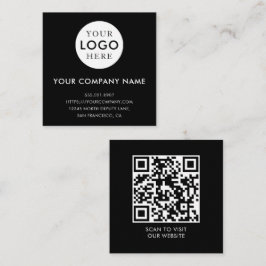 Minimalist Logo Professional Black QR Code Fyrkantigt Visitkort