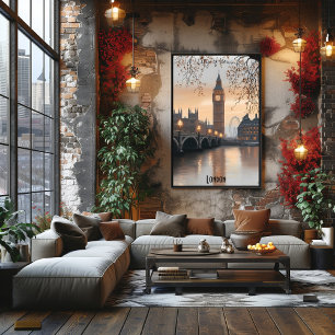 Minimalist London Skyline - Soft Tones British Art Poster