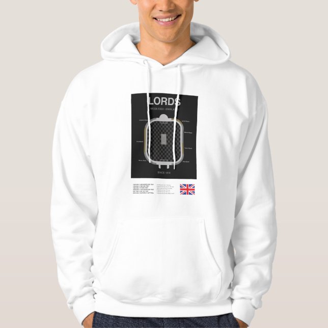 Minimalist Lords Cricket Ground Line Print Hoodie (Framsida)