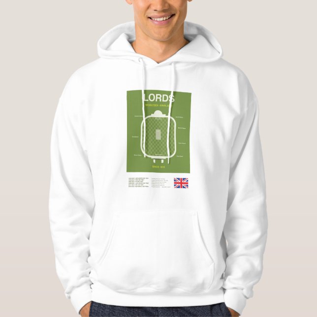Minimalist Lords Cricket Ground Line Print Tee Hoodie (Framsida)