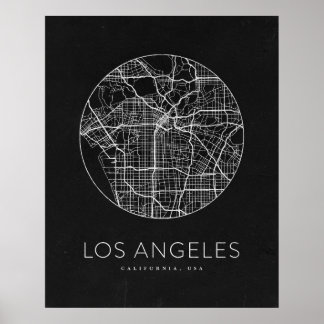 Minimalist Los Angeles City Karta Poster
