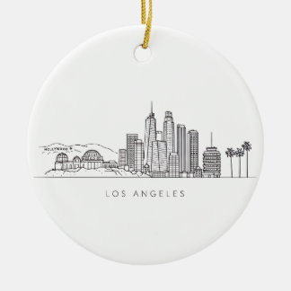 Minimalist Los Angeles Skyline Illustration Julgransprydnad Keramik