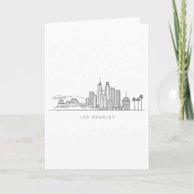 Minimalist Los Angeles Skyline Illustration Kort (Framsida)