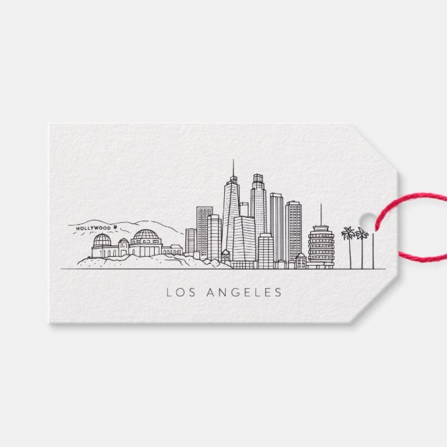 Minimalist Los Angeles Skyline Illustration Presentetikett (Framsidan (Horisontell))