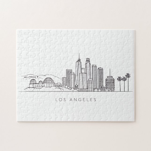 Minimalist Los Angeles Skyline Illustration Pussel (Horisontell)