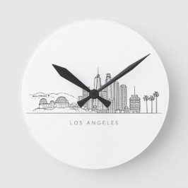 Minimalist Los Angeles Skyline Illustration Rund Klocka