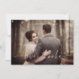 Minimalist Love & Thanks Whimsical Script Wedding Tack Kort
