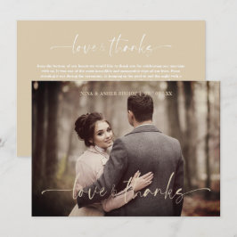 Minimalist Love & Thanks Whimsical Script Wedding Tack Kort