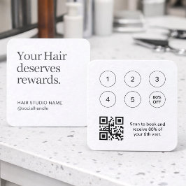 Minimalist Loyalty Program Business Card QR Code Fyrkantigt Visitkort